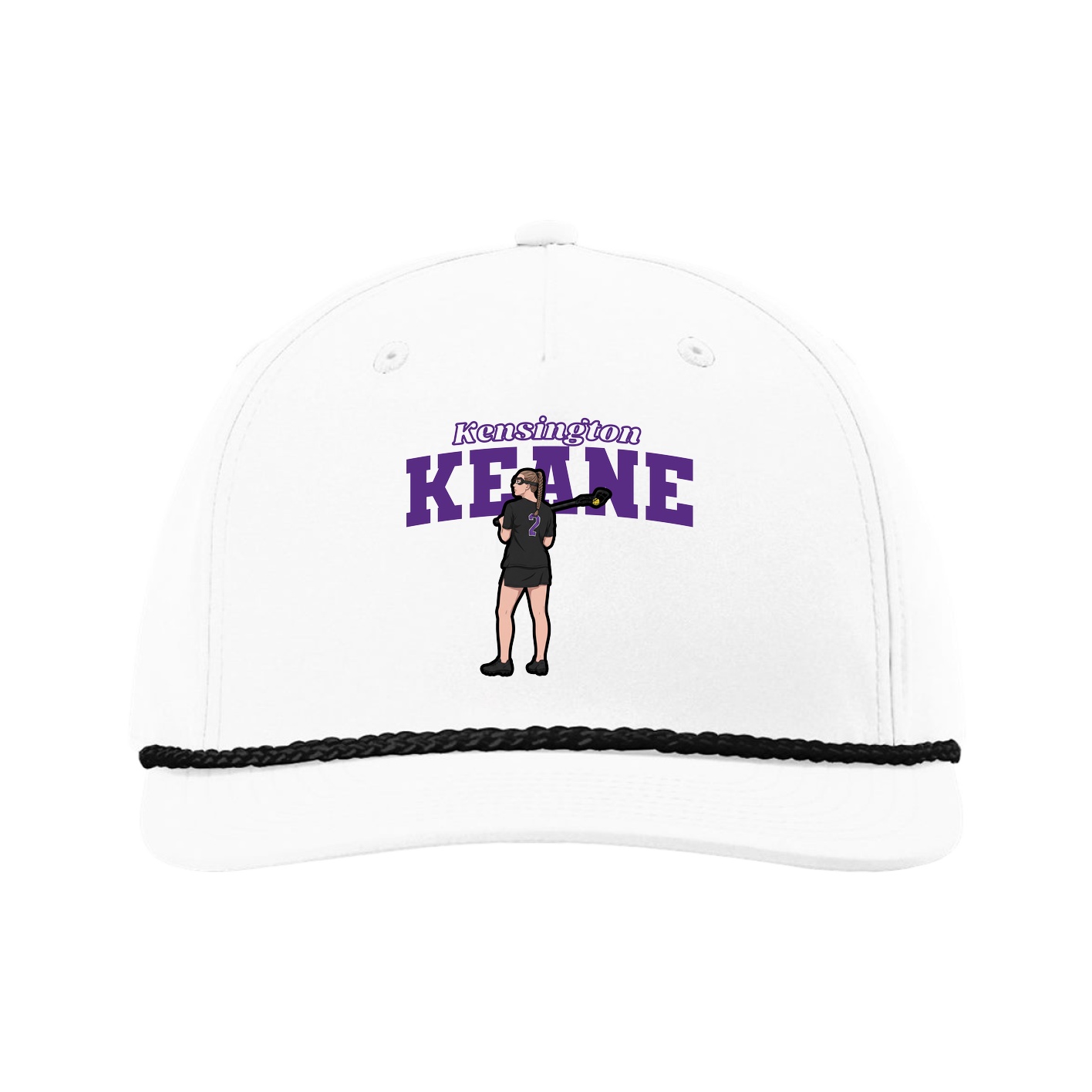 Five-Panel Classic Rope Cap — Name Arch in White