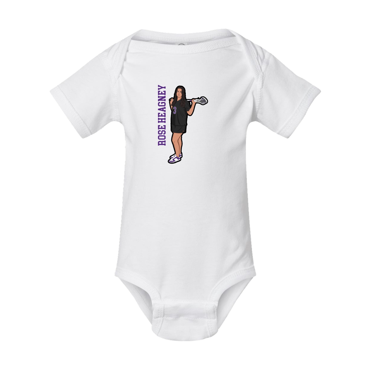 Baby Onesie — Name Vertical in White