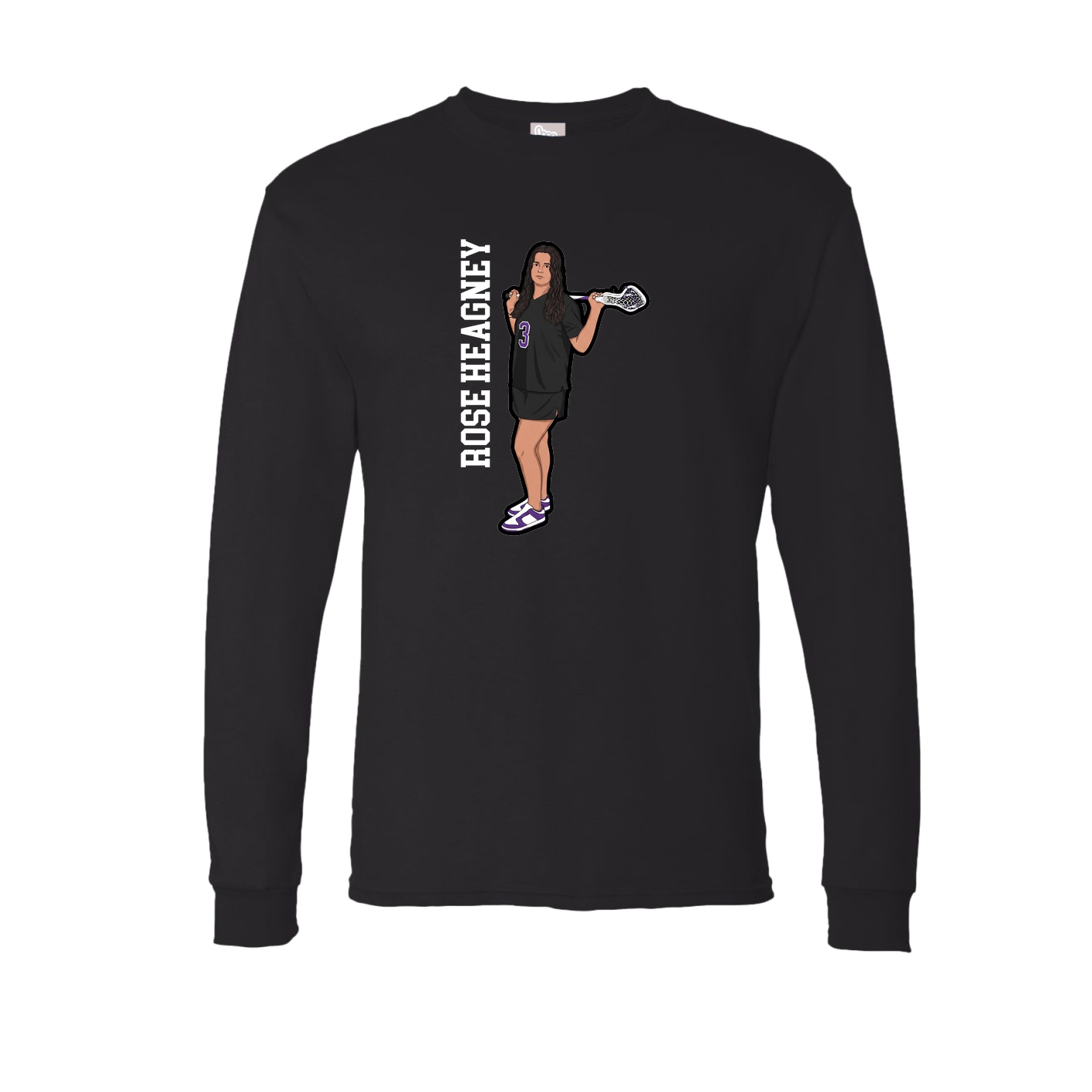 Long Sleeve Tee — Name Vertical in Black