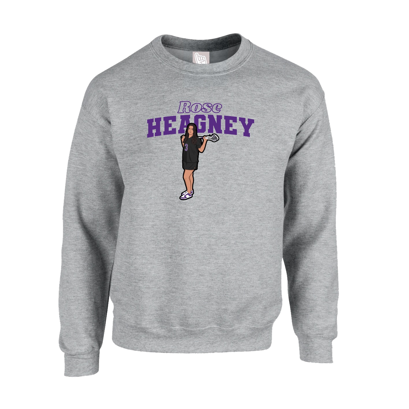 Fleece Crew — Name Arch in Grey
