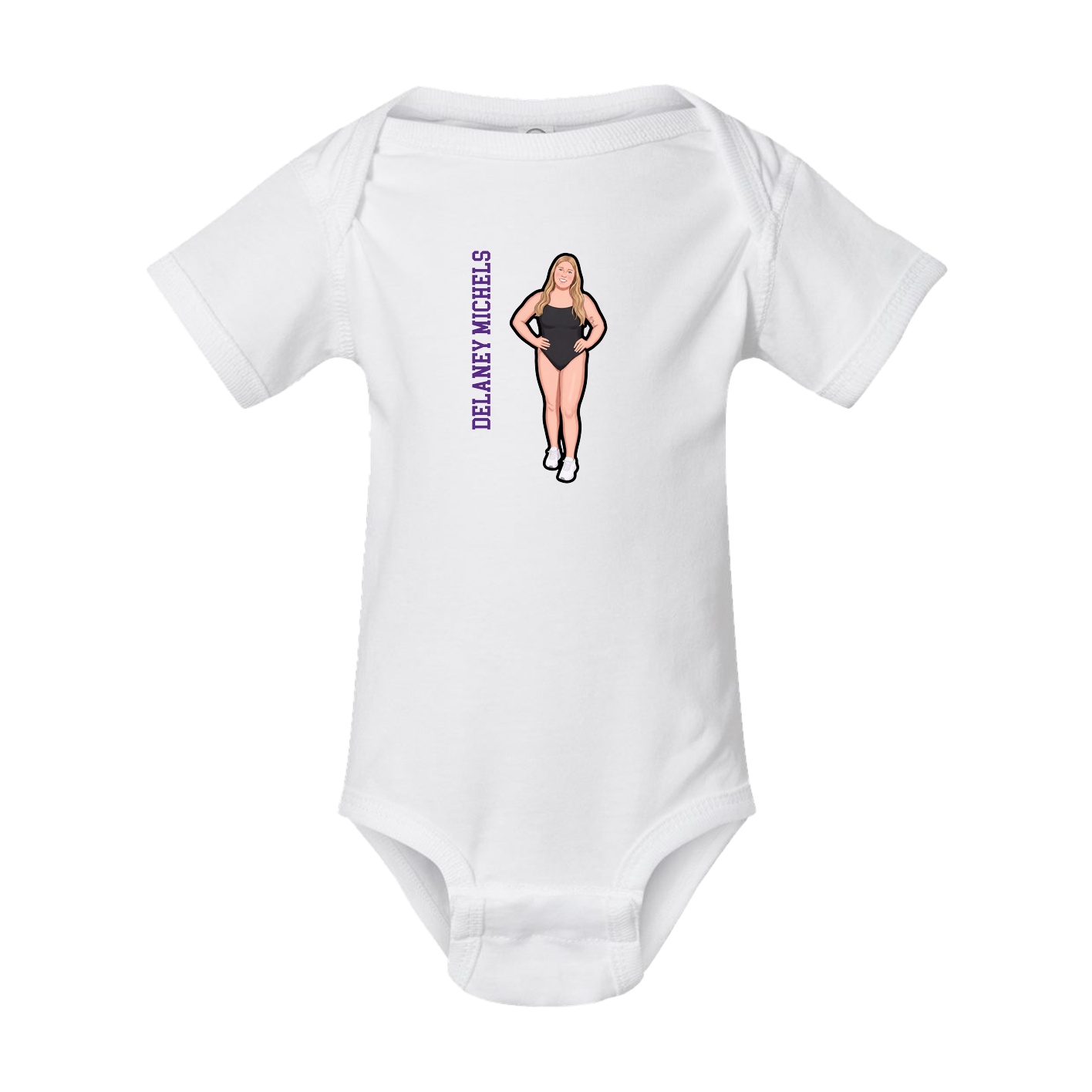 Baby Onesie — Name Vertical in White