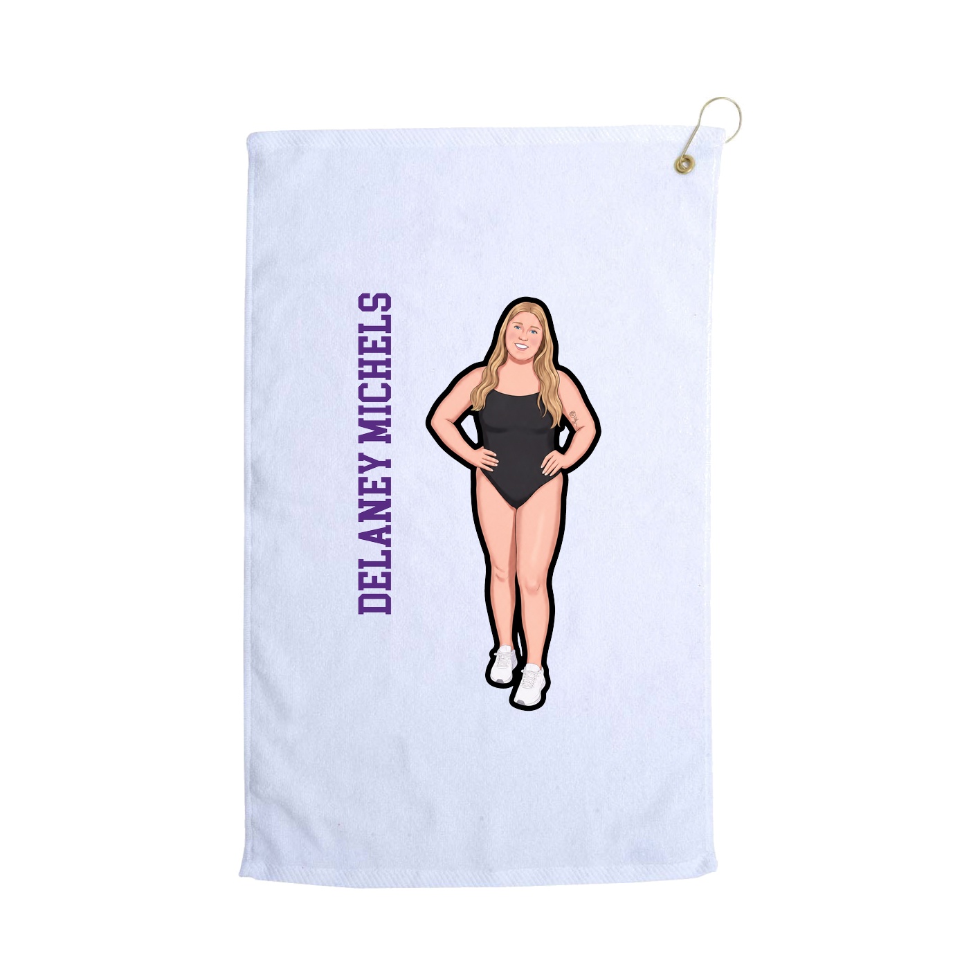 Golf Towel — Name Vertical in White