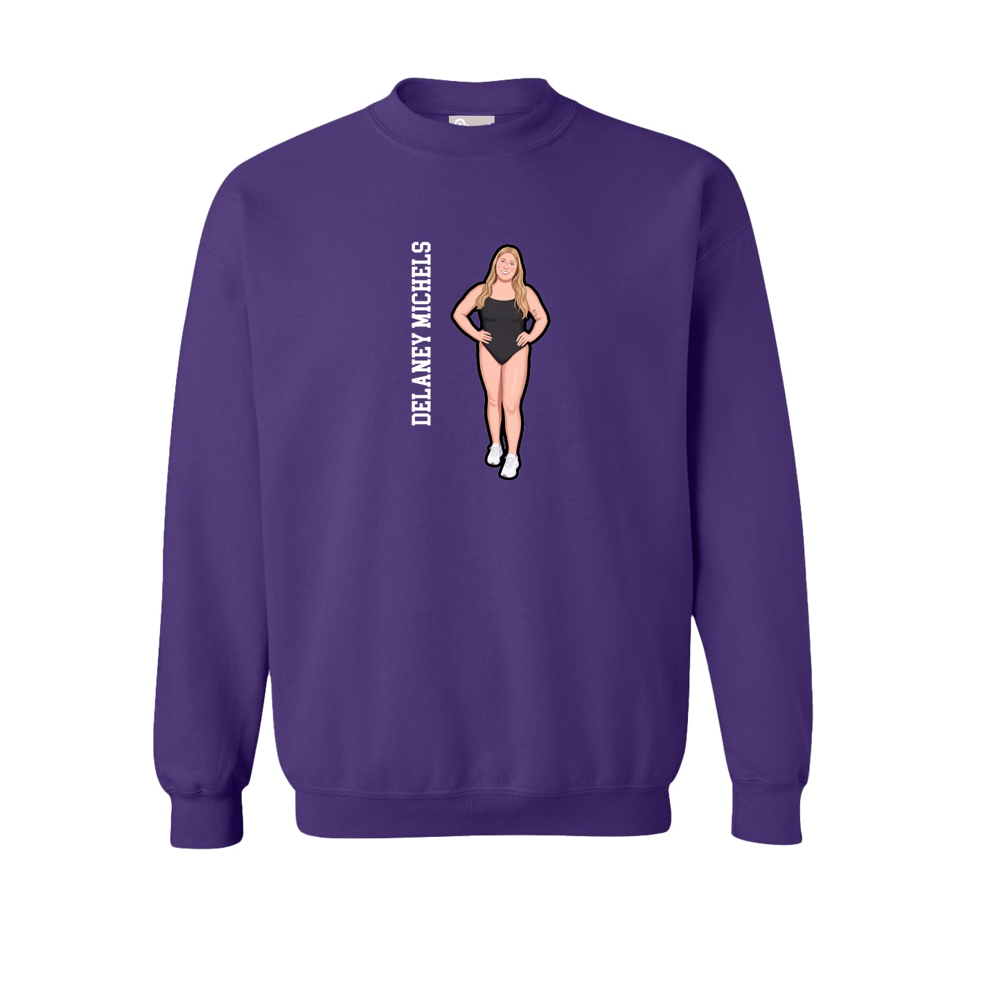 Fleece Crew — Name Vertical in Purple