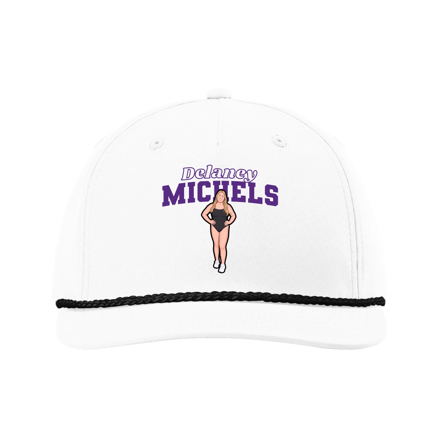 Five-Panel Classic Rope Cap — Name Arch in White