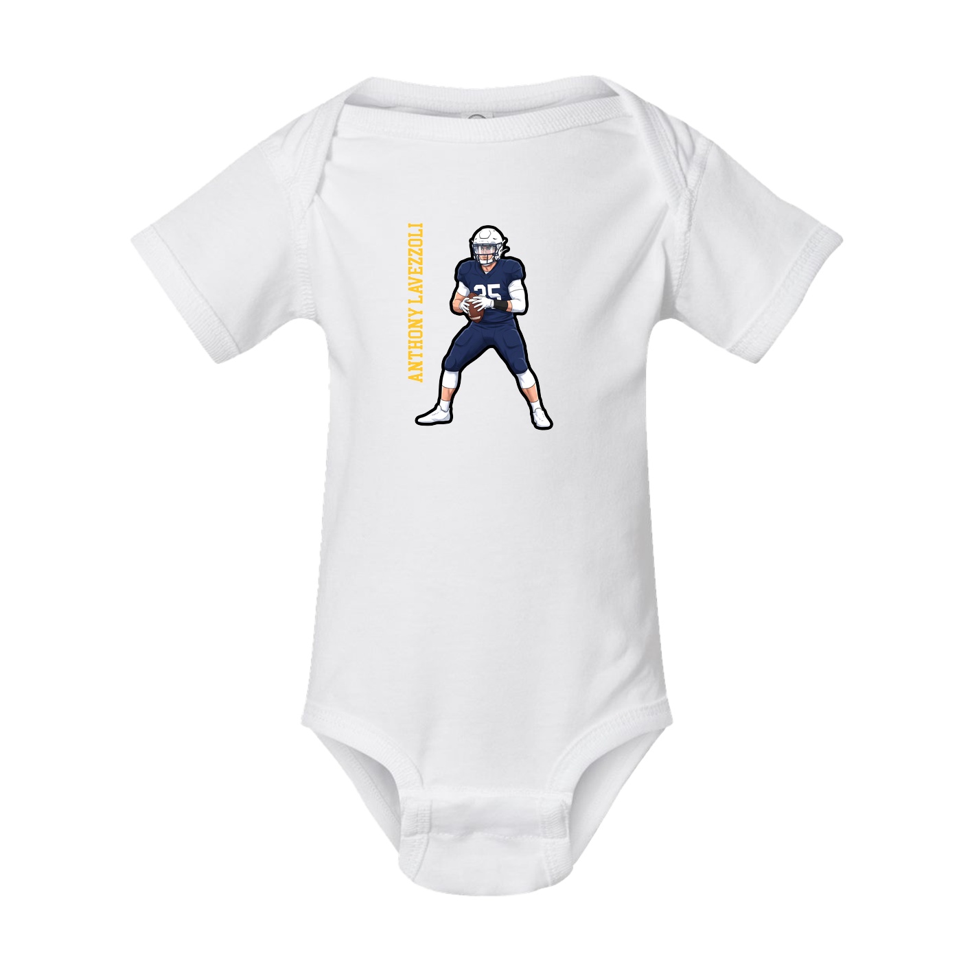 Baby Onesie — Name Vertical in White