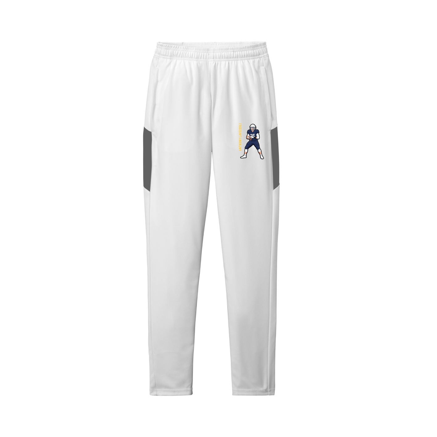 Team Travel Pant — Name Vertical in White/Grey