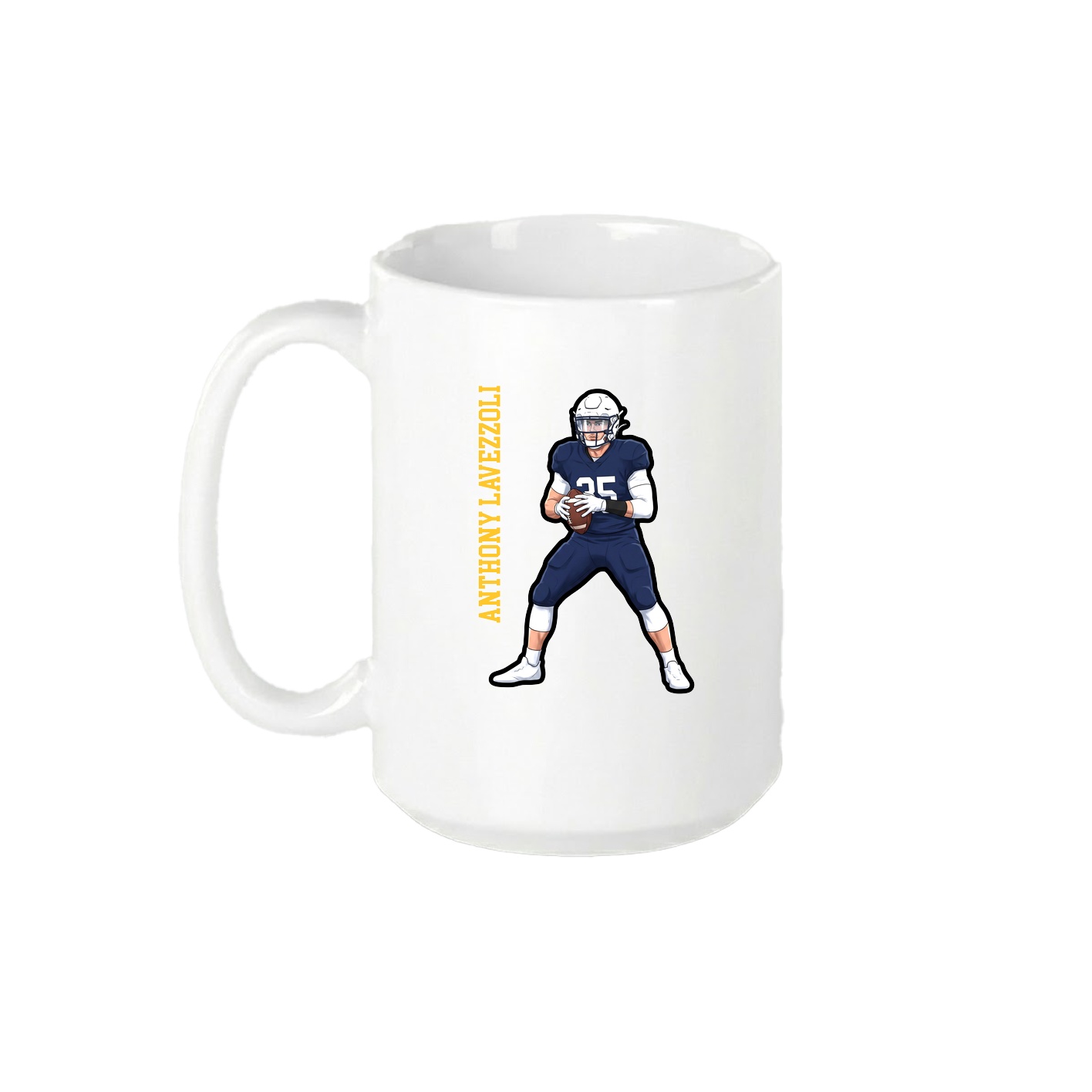 15oz Coffee Mug — Name Vertical in White