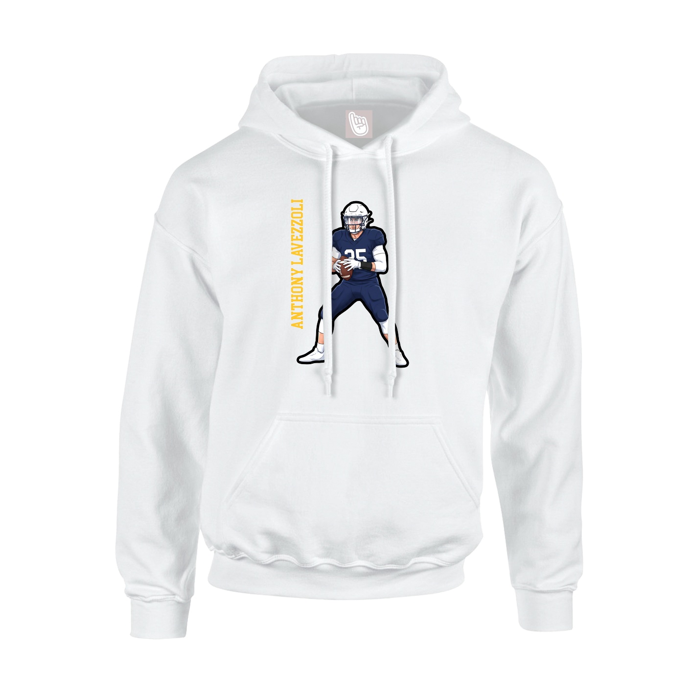 Youth Hoodie — Name Vertical in White
