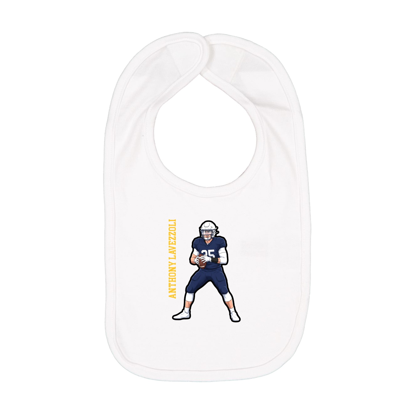 Infant Bib — Name Vertical in White