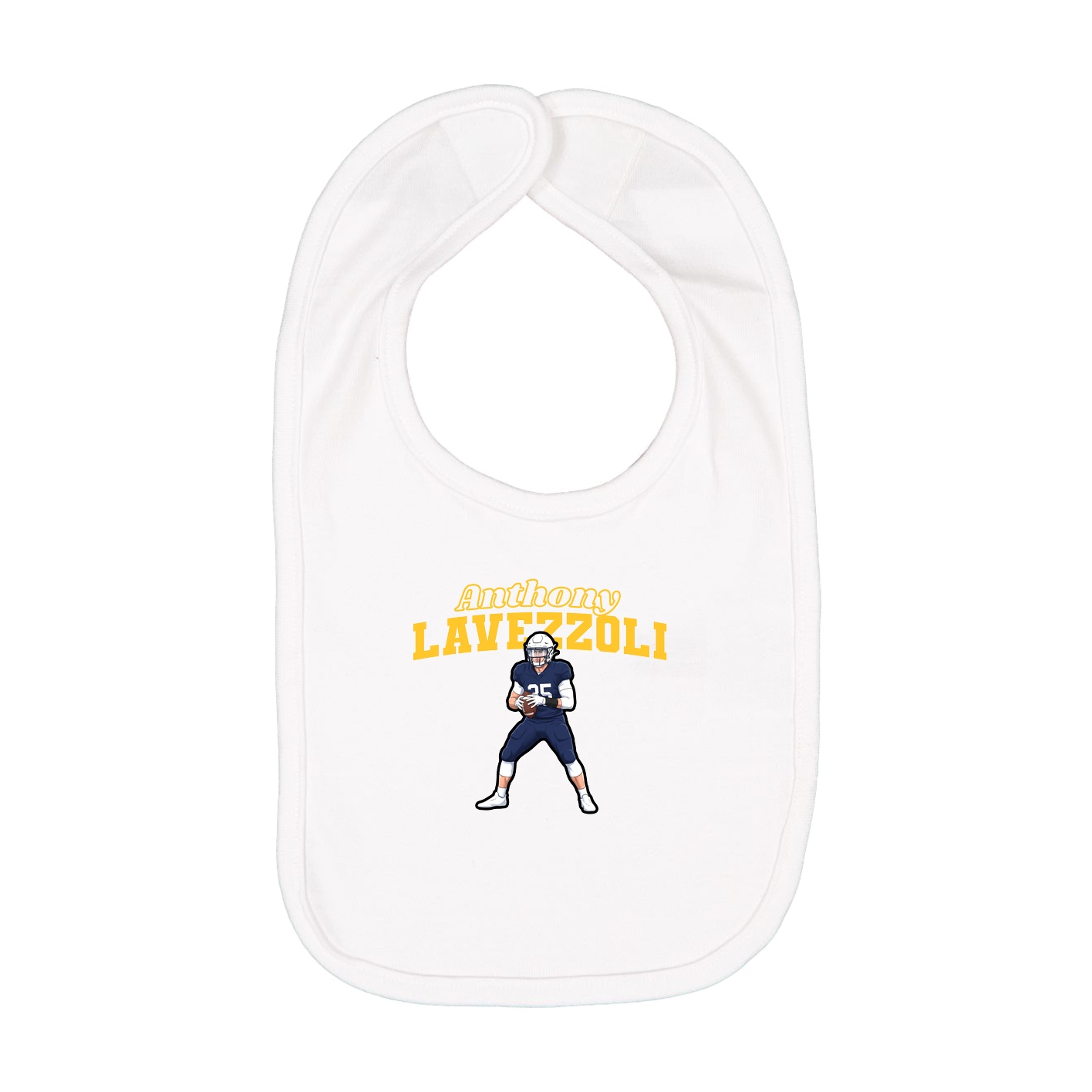 Infant Bib — Name Arch in White