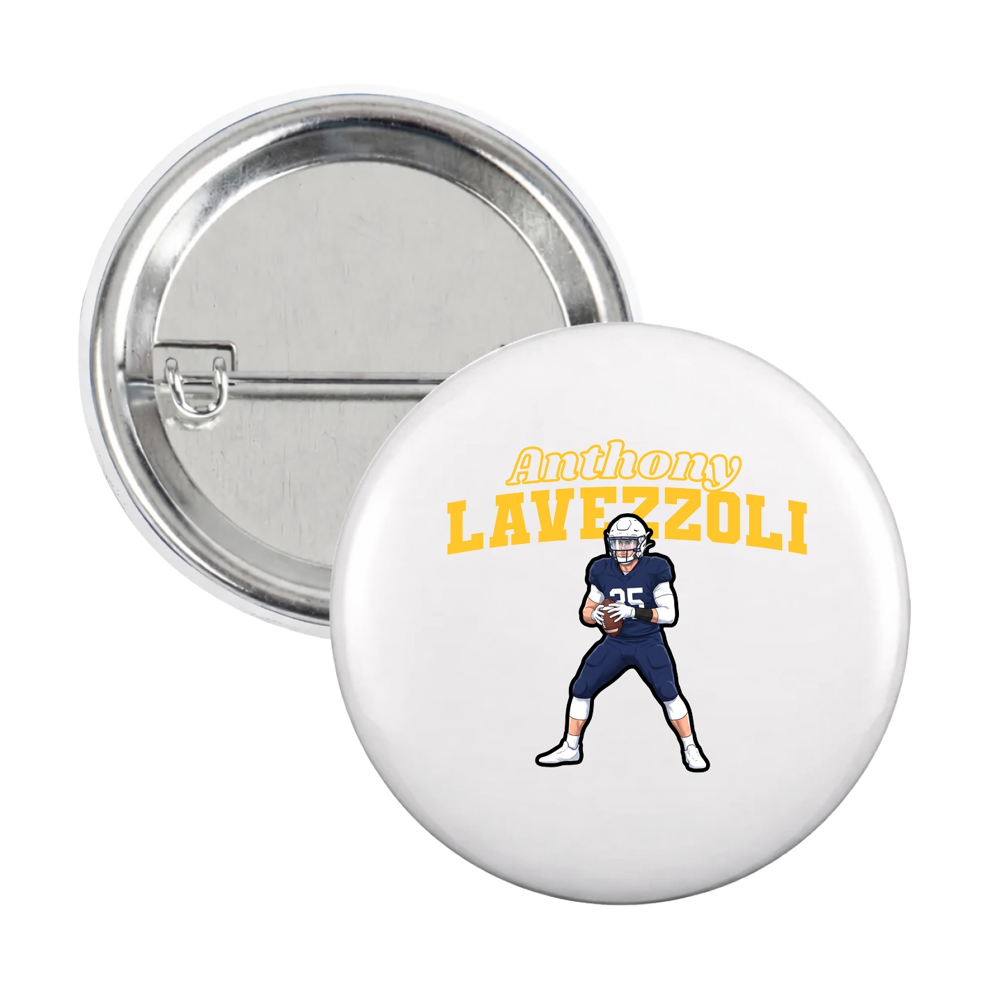 Game Day Button — Name Arch in White