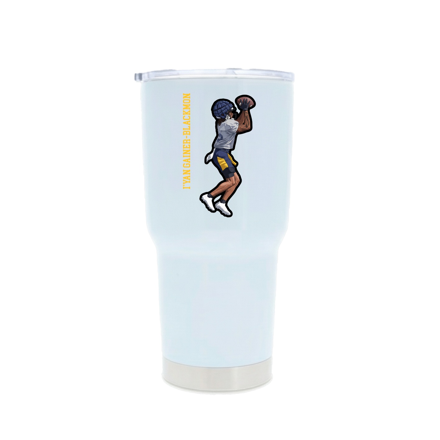 30oz Stainless Steel Tumbler — Name Vertical in White
