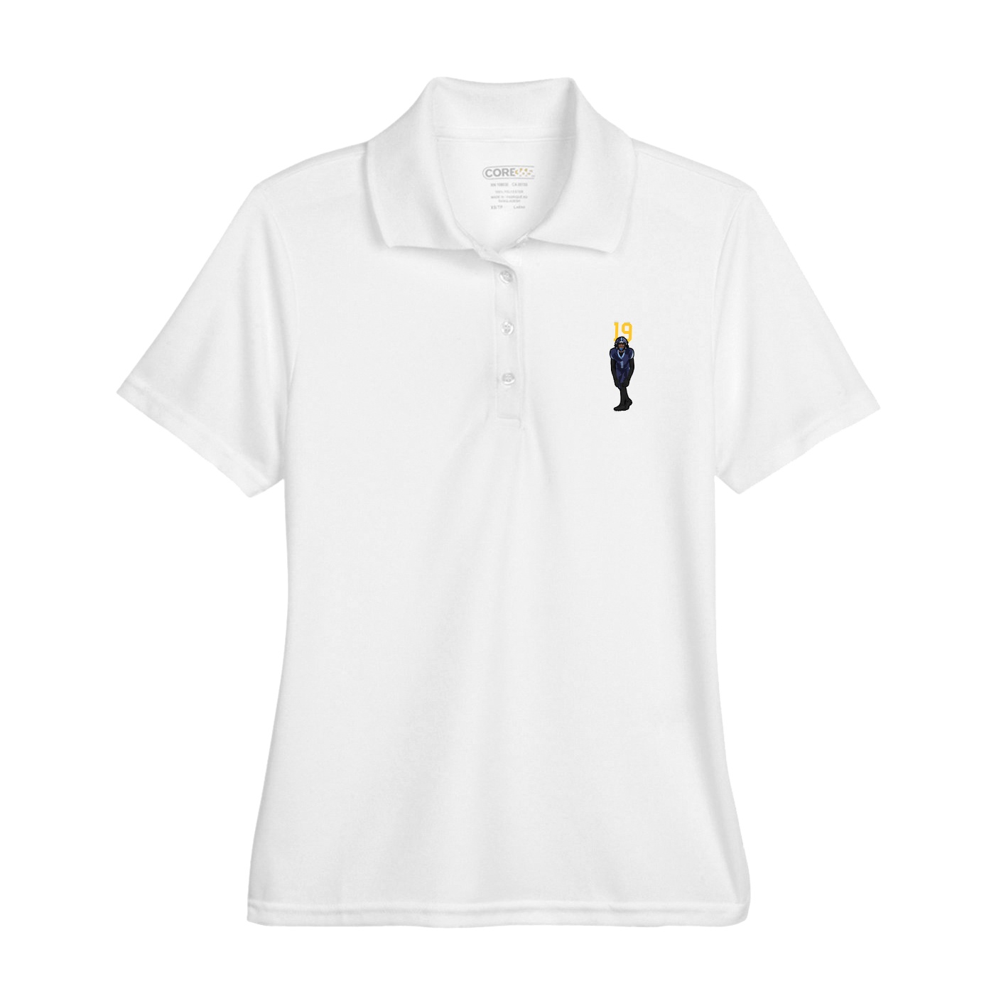 Womens Performance Polo — Number Top in White