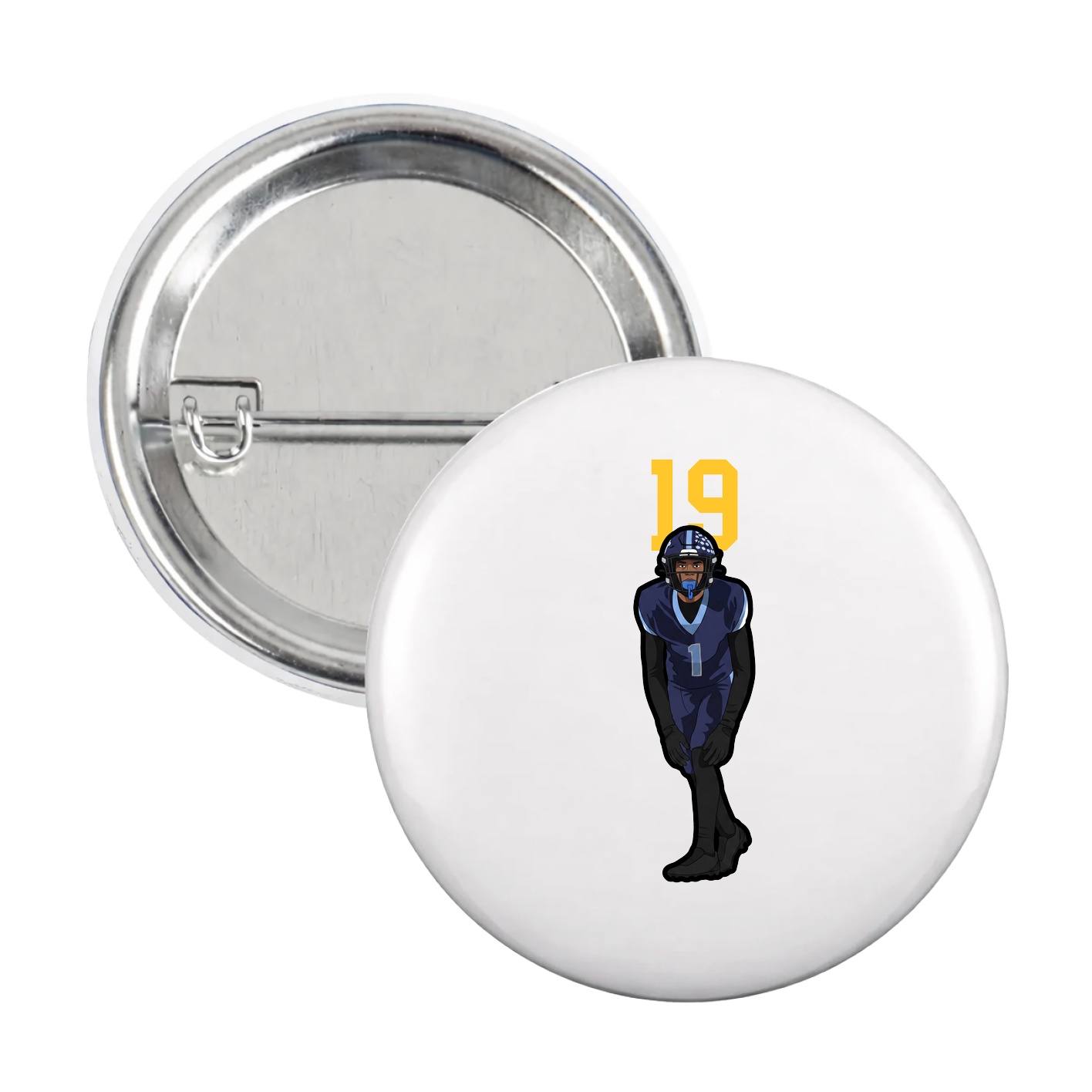 Game Day Button — Number Top in White
