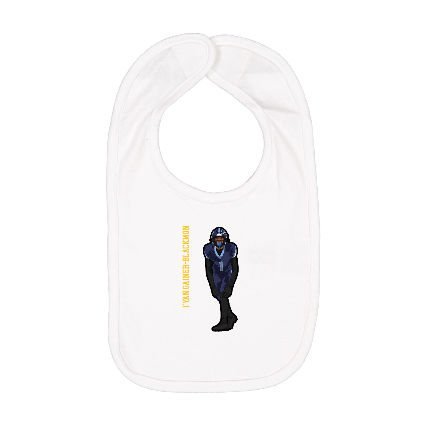 Infant Bib — Name Vertical in White