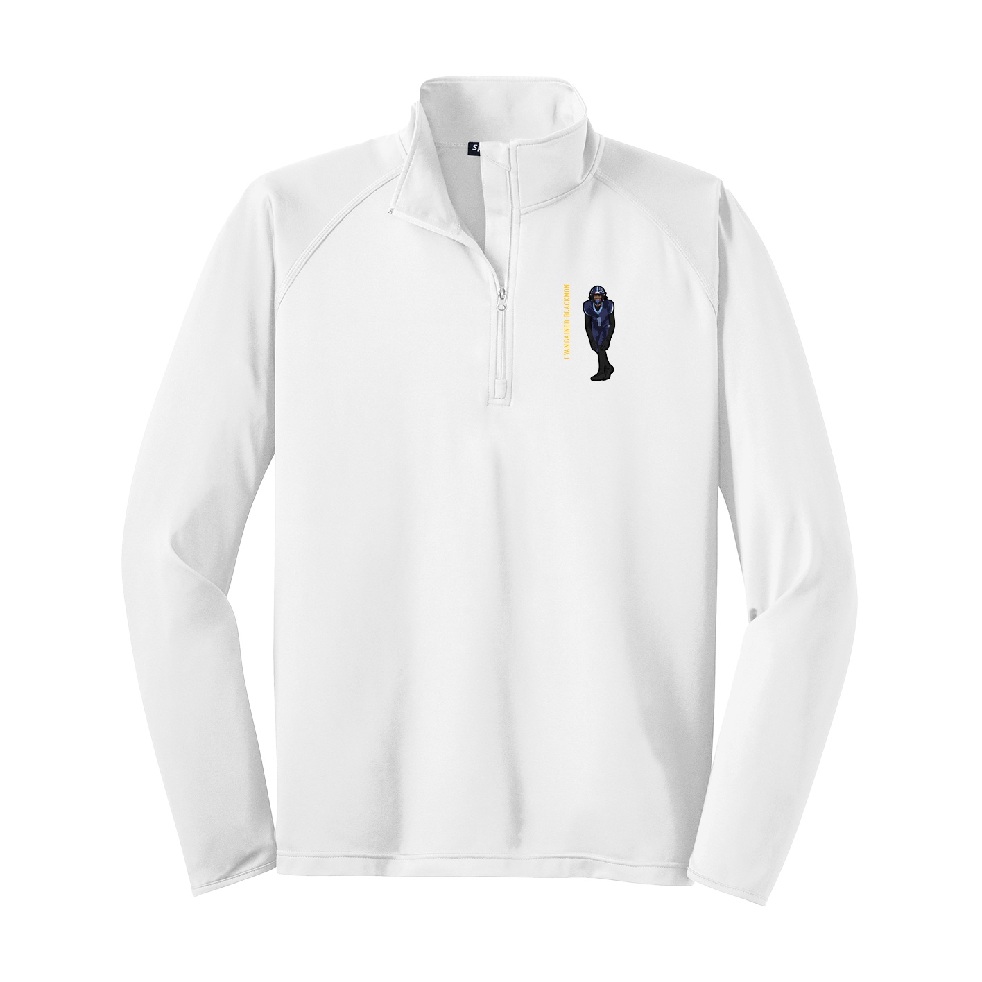 Q-Zip Pullover — Name Vertical in White