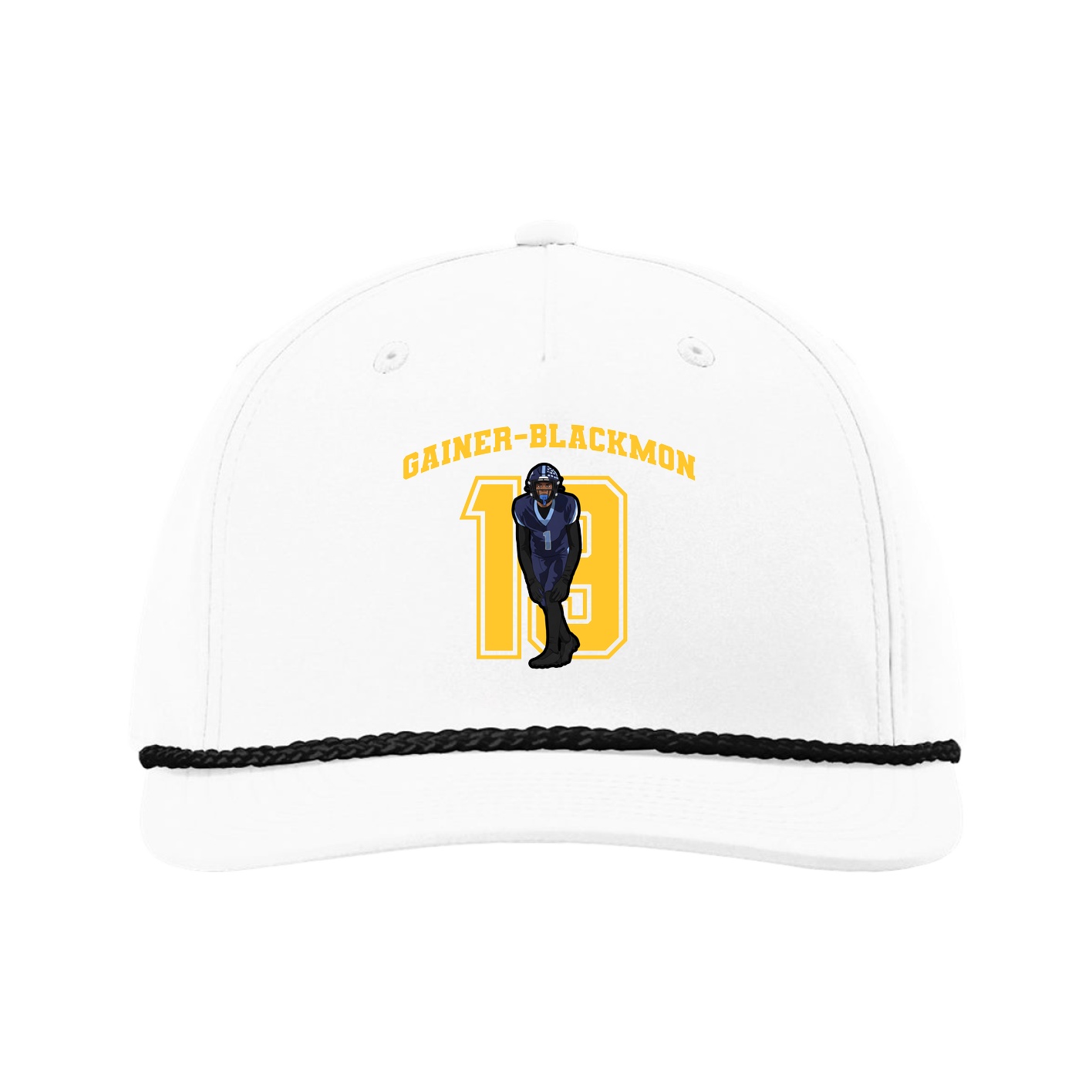 Five-Panel Classic Rope Cap — Number in White