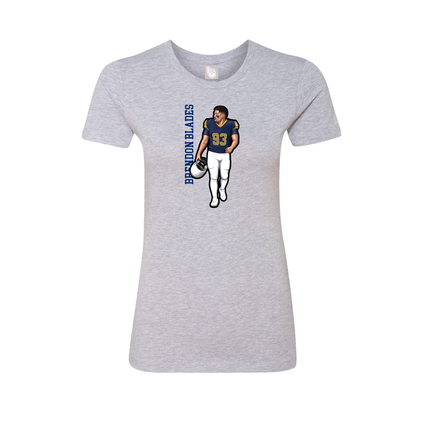 Fitted Women's Tee — Name Vertical in Grey