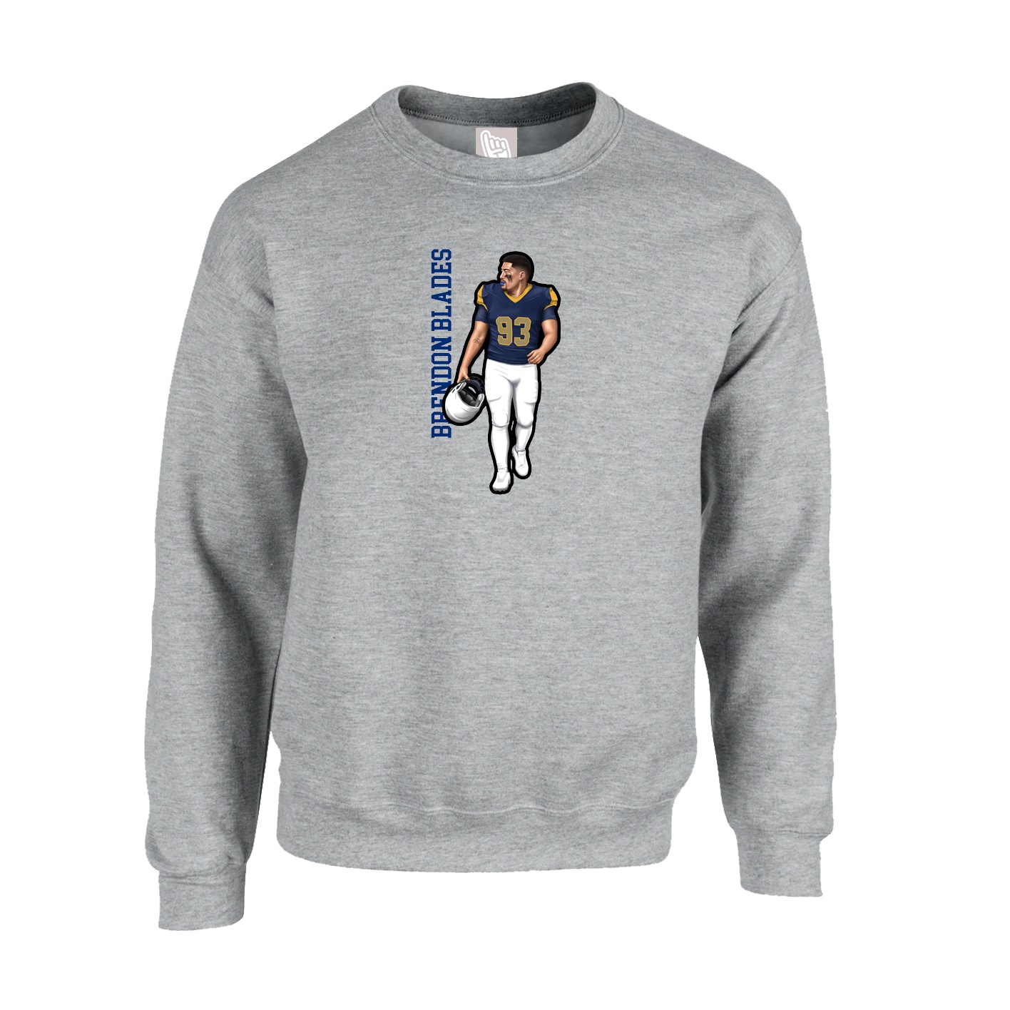 Fleece Crew — Name Vertical in Grey