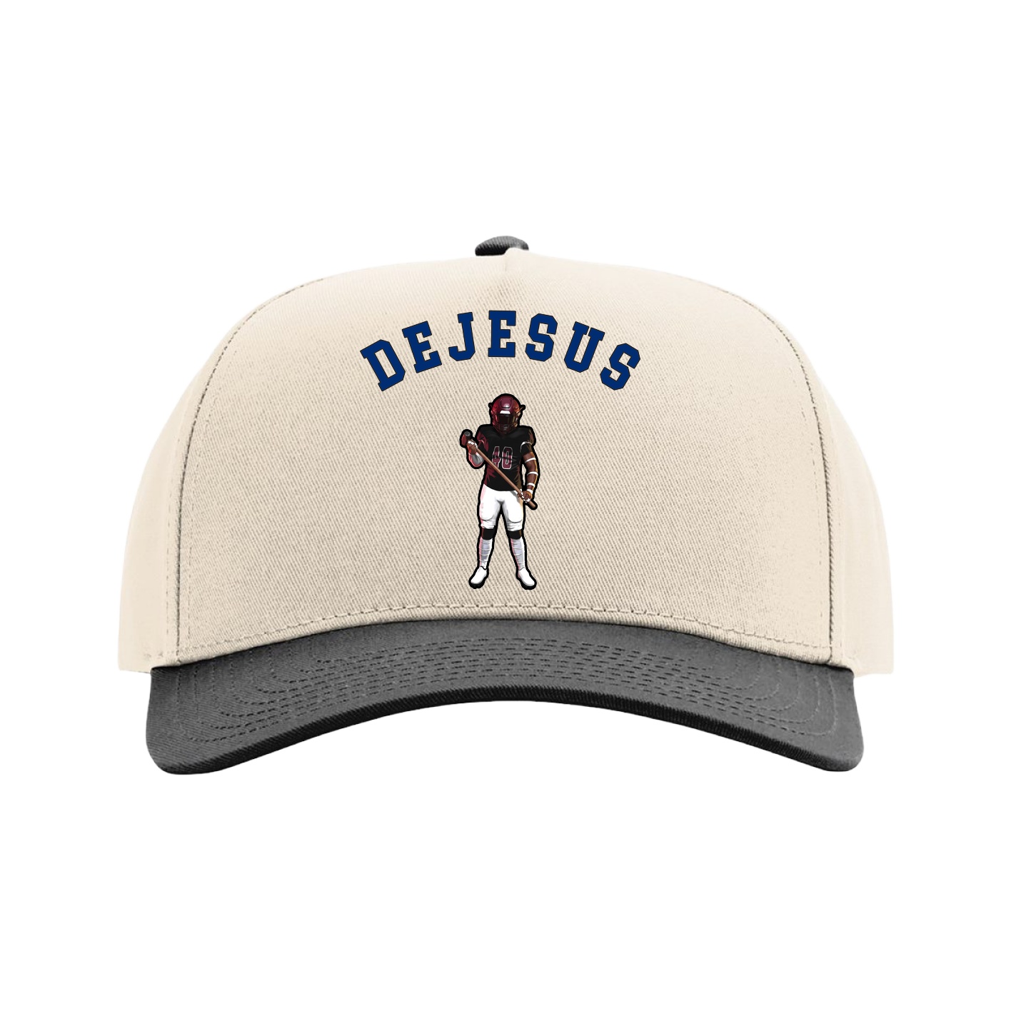 Full Fabric Five-Panel Champ Cap — Shirsey Arch in Cream/Black