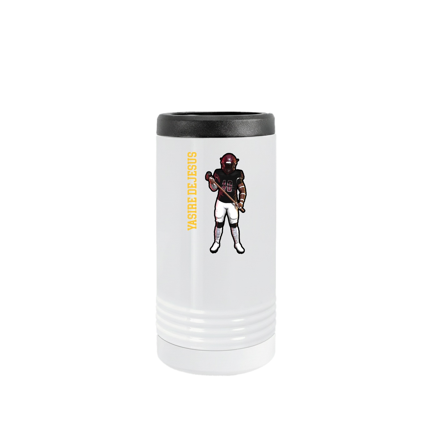 Slim Beverage Holder — Name Vertical in White