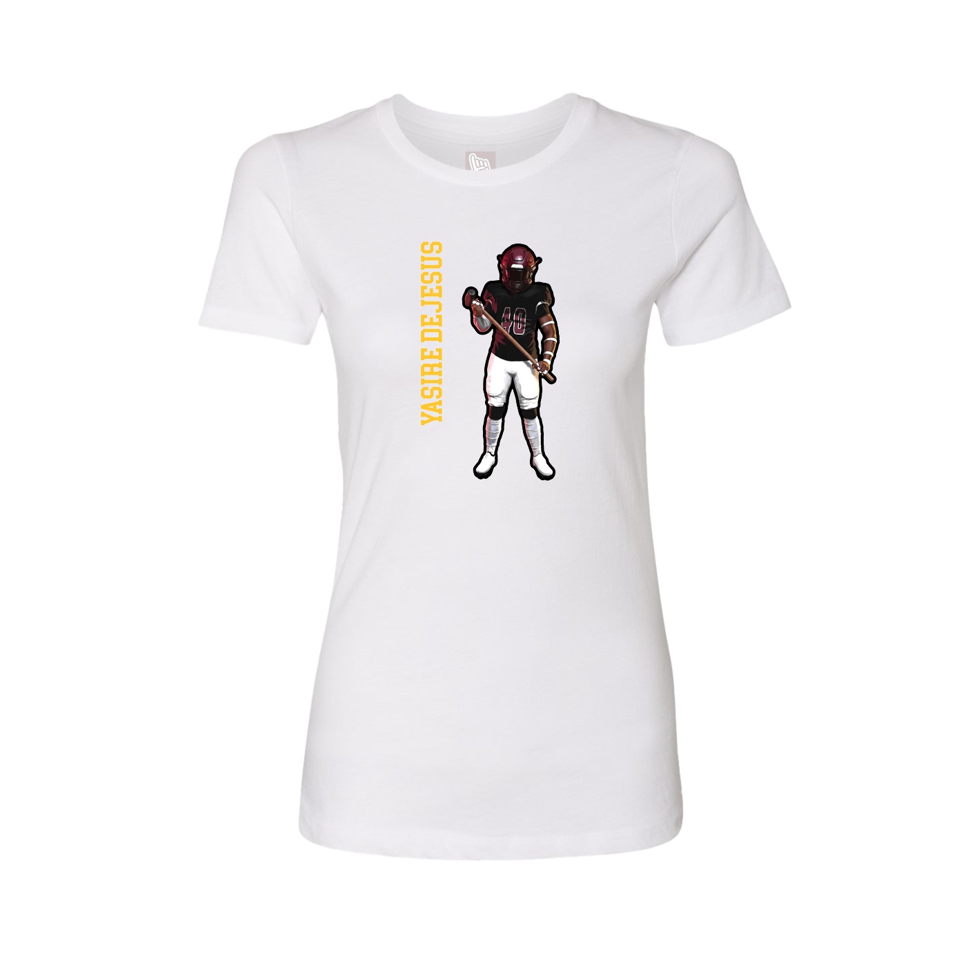 Womens Tee — Name Vertical in White