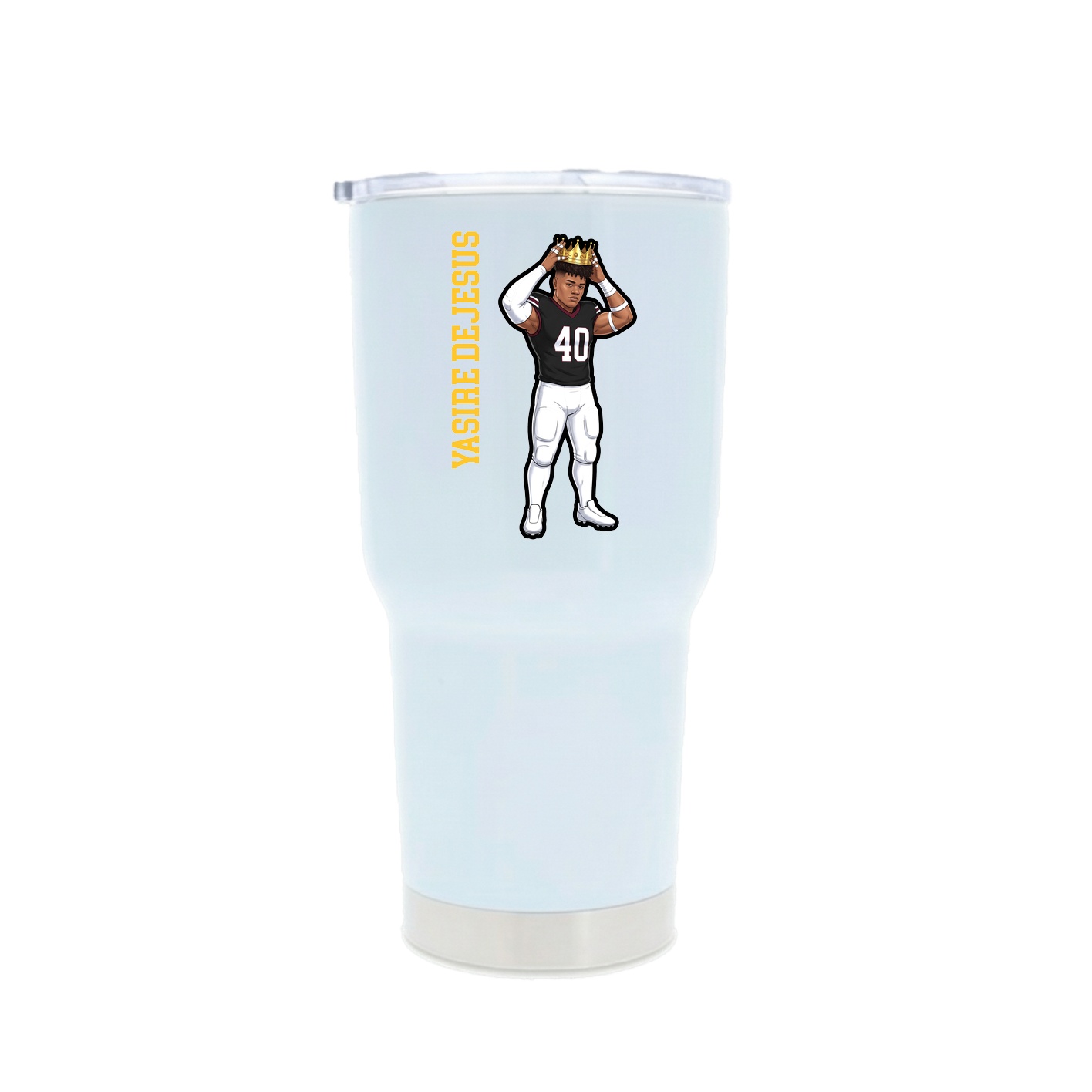 30oz Stainless Steel Tumbler — Name Vertical in White