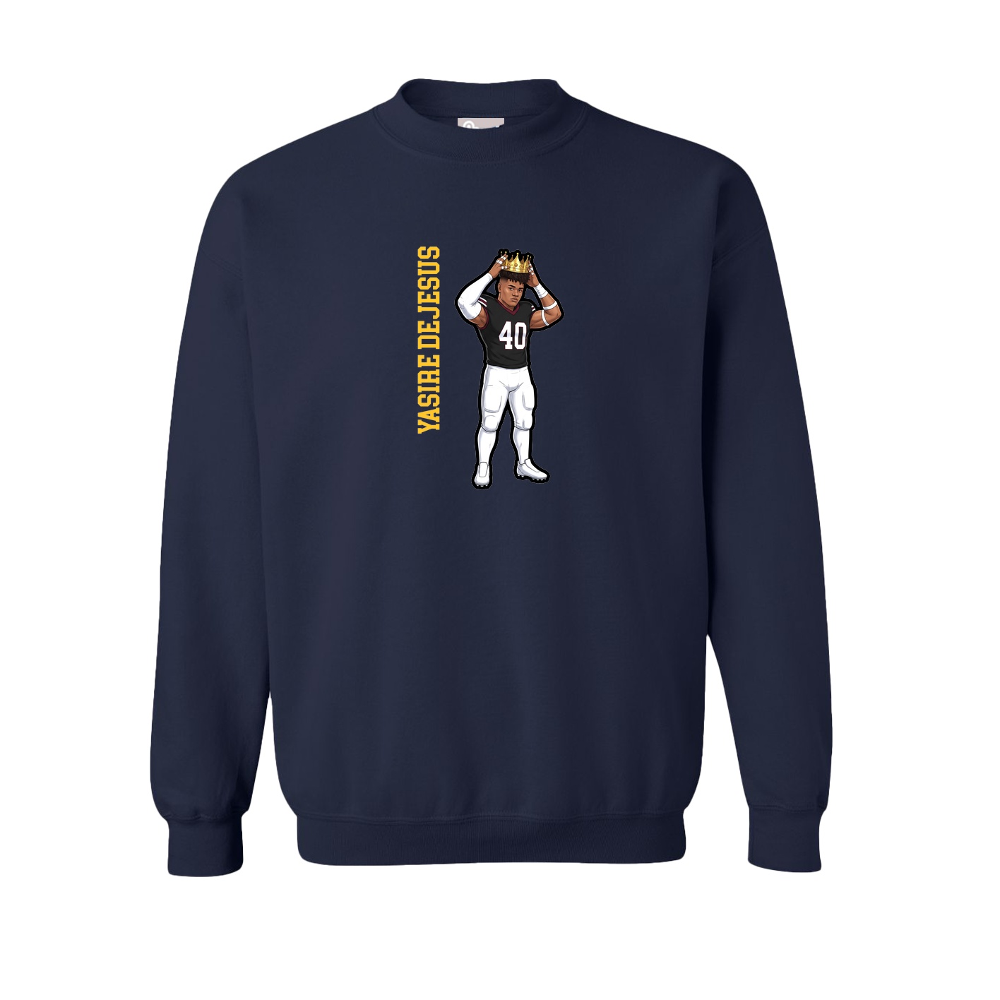 Fleece Crew — Name Vertical in Navy