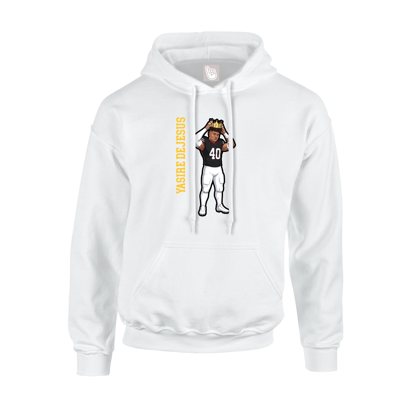 Youth Hoodie — Name Vertical in White
