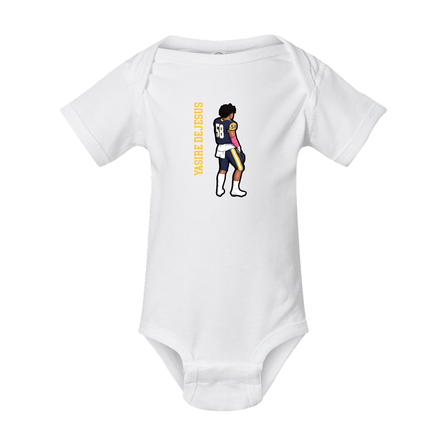 Baby Onesie — Name Vertical in White
