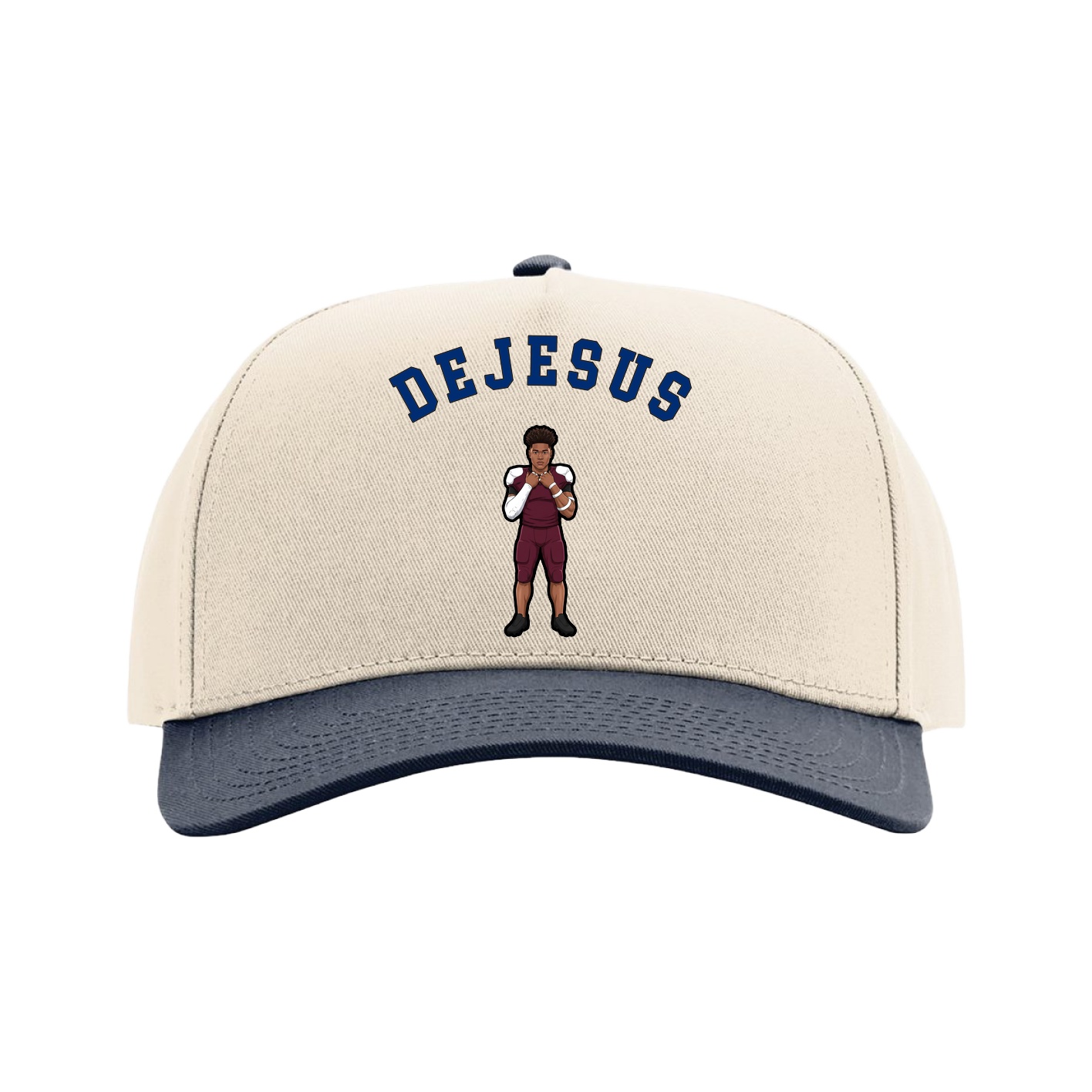 Full Fabric Five-Panel Champ Cap — Shirsey Arch in Cream/Navy