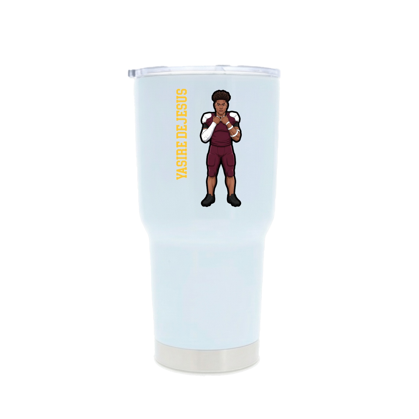 30oz Stainless Steel Tumbler — Name Vertical in White