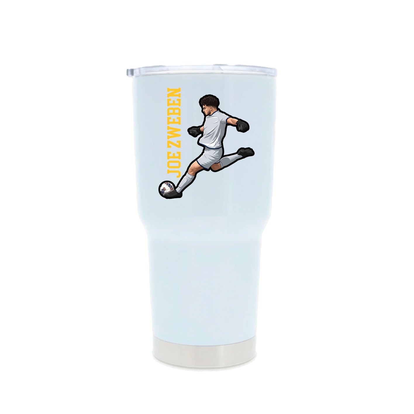 30oz Stainless Steel Tumbler — Name Vertical in White