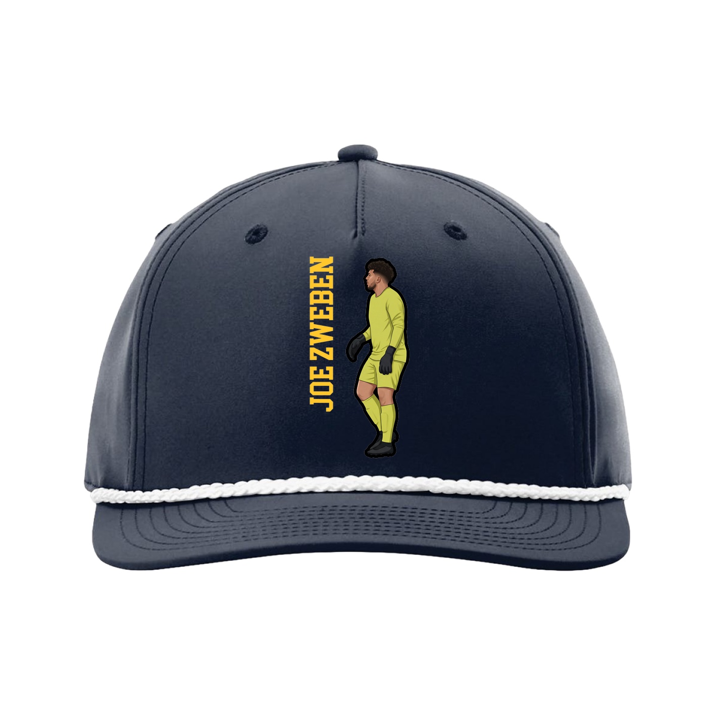 Five-Panel Classic Rope Cap — Name Vertical in Navy