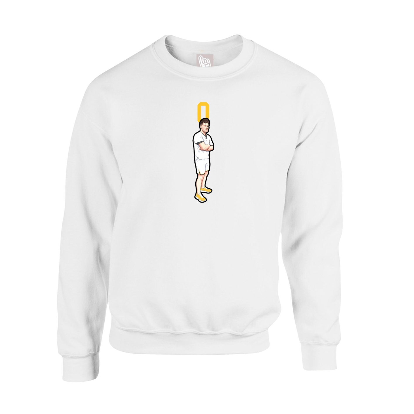 Fleece Crew — Number Top in White