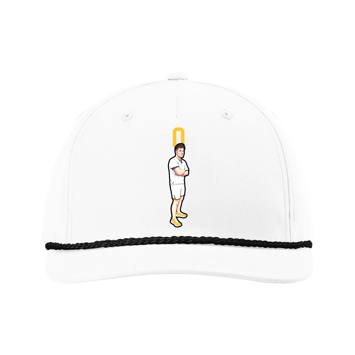 Five-Panel Classic Rope Cap — Number Top in White