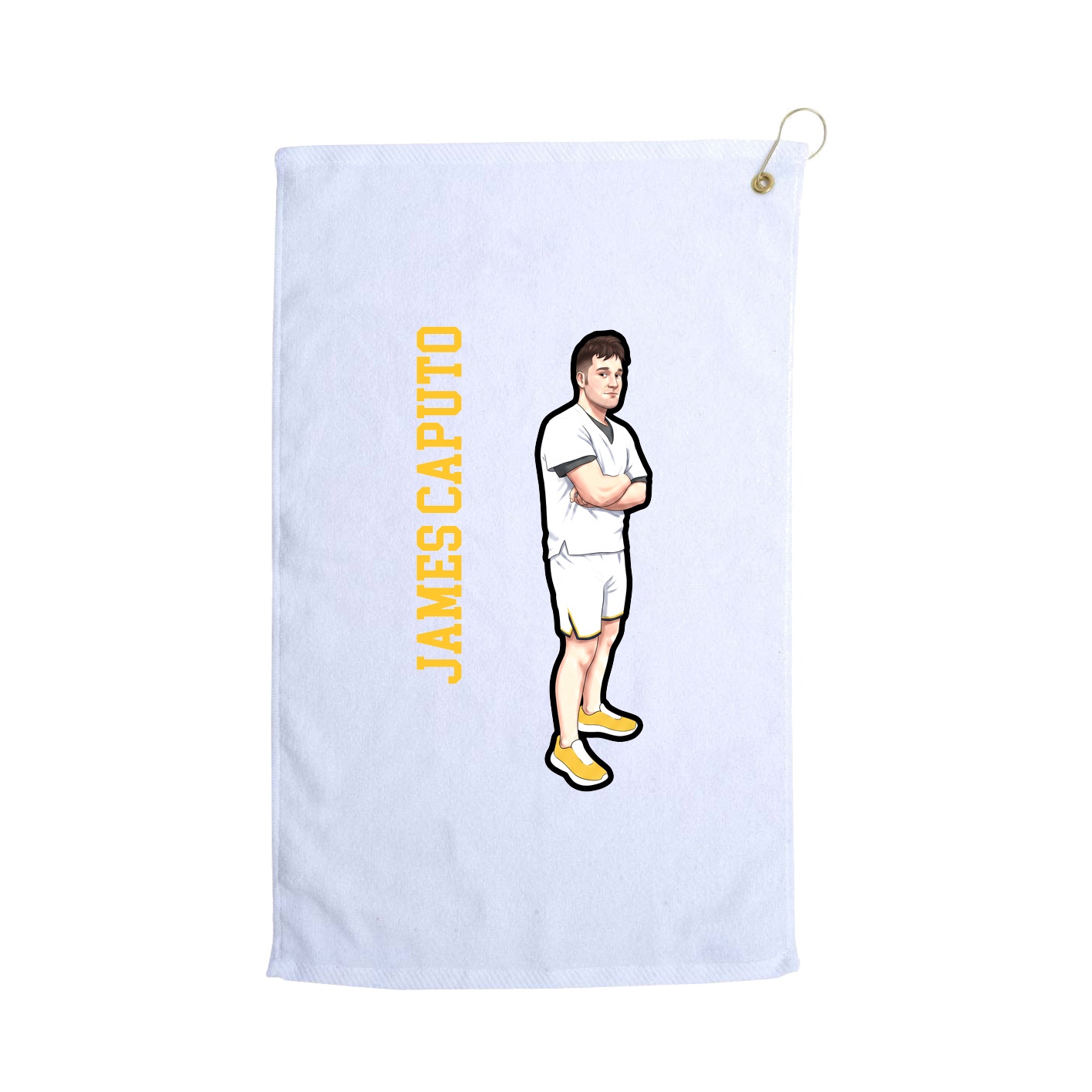 Golf Towel — Name Vertical in White