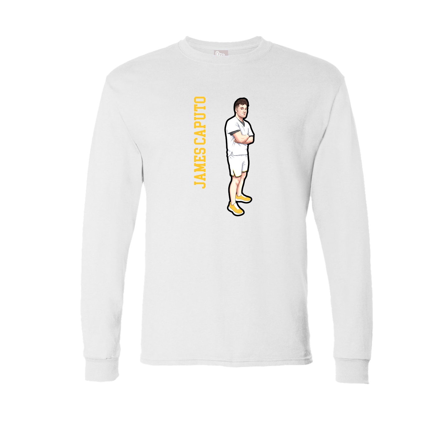 Long Sleeve Tee — Name Vertical in White