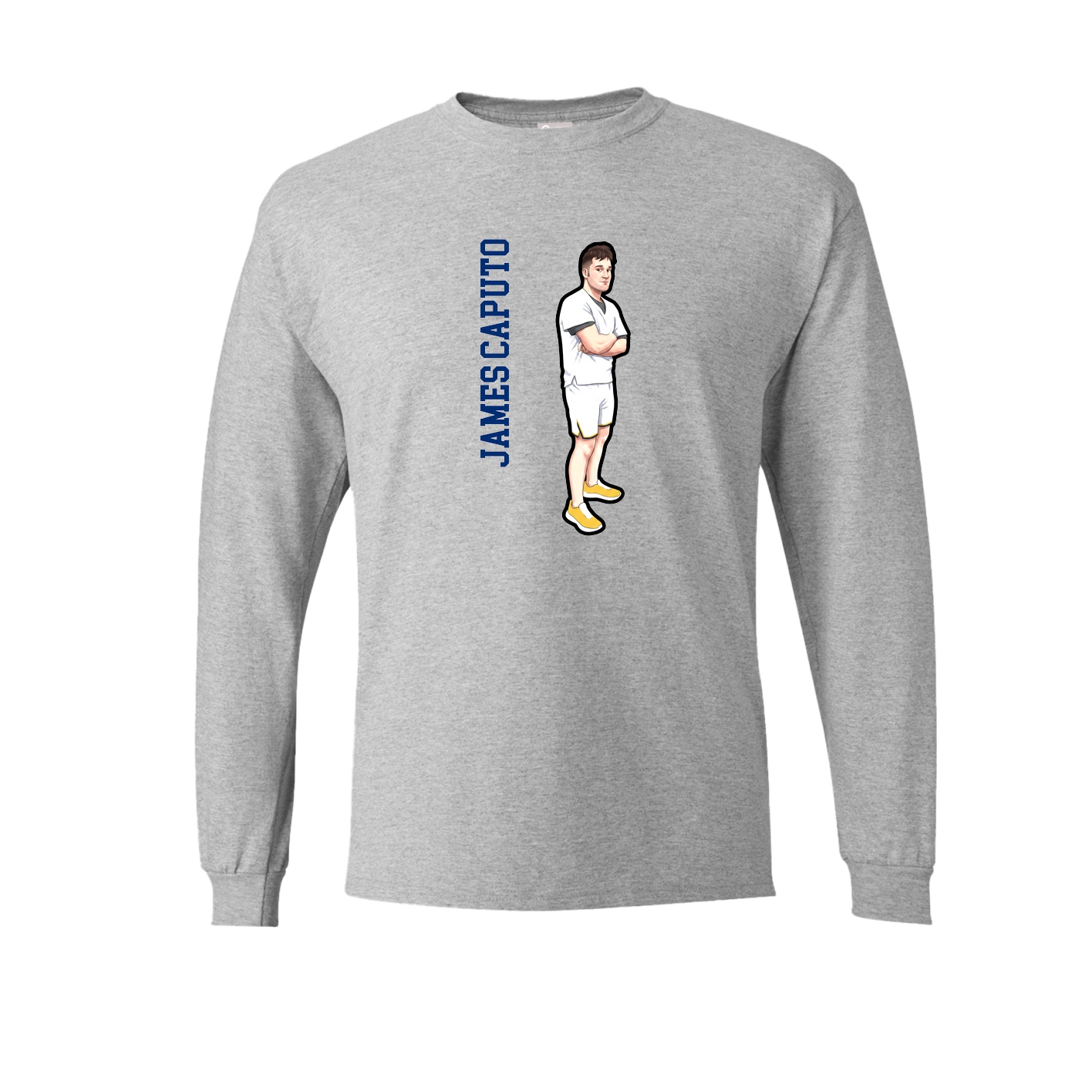 Long Sleeve Tee — Name Vertical in Grey