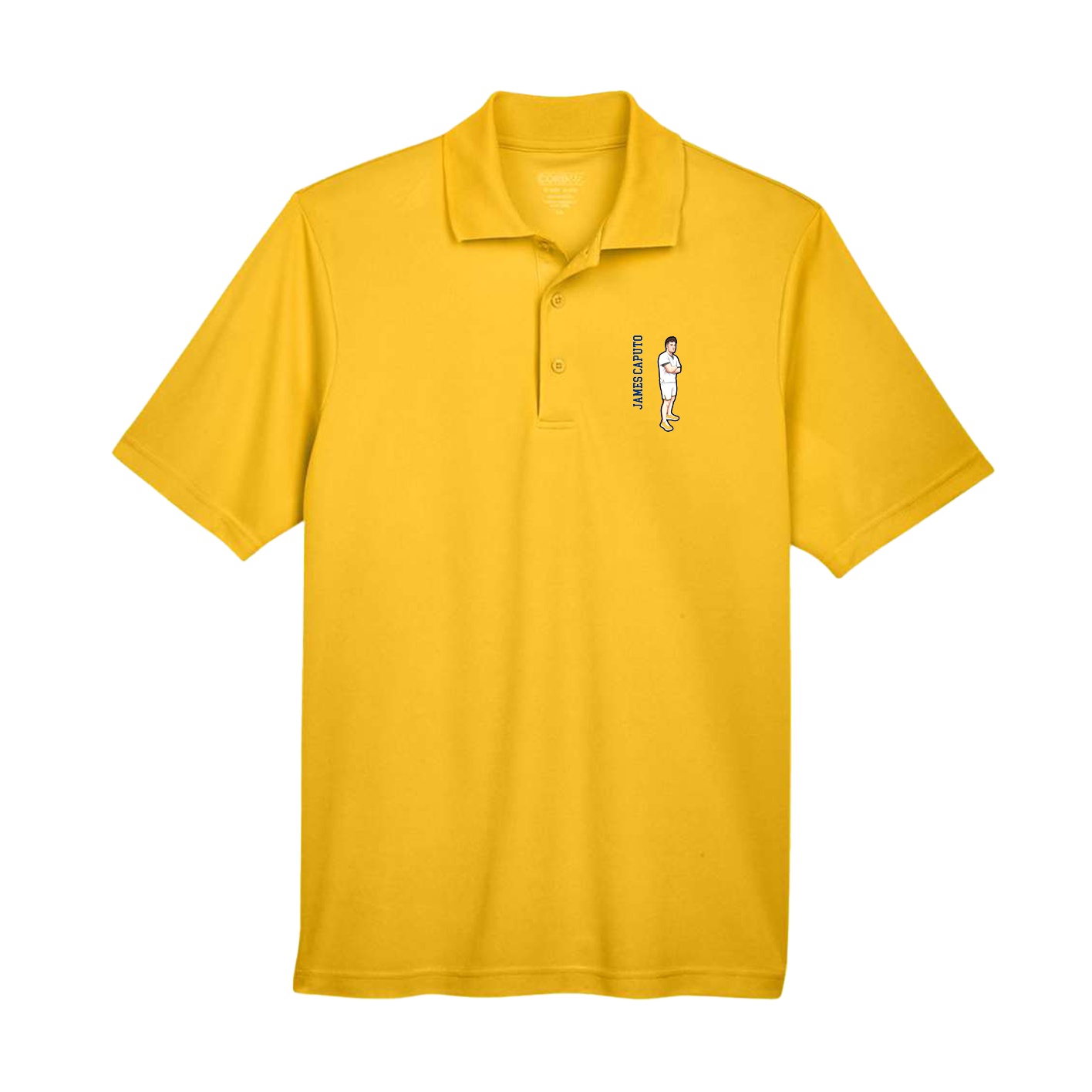 Performance Polo — Name Vertical in Gold