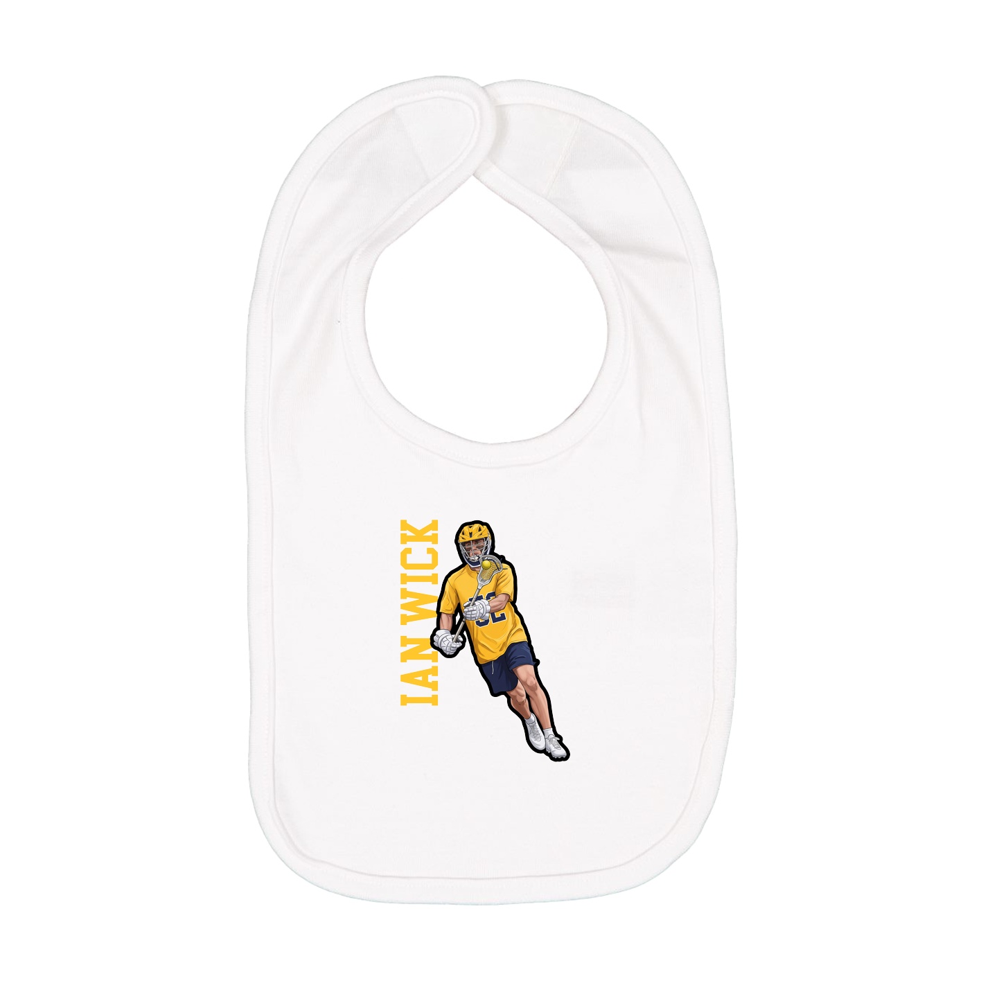 Infant Bib — Name Vertical in White