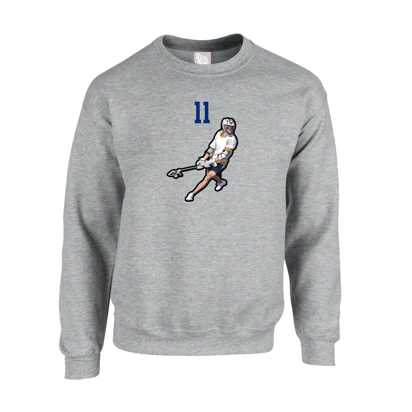 Fleece Crew — Number Top in Grey