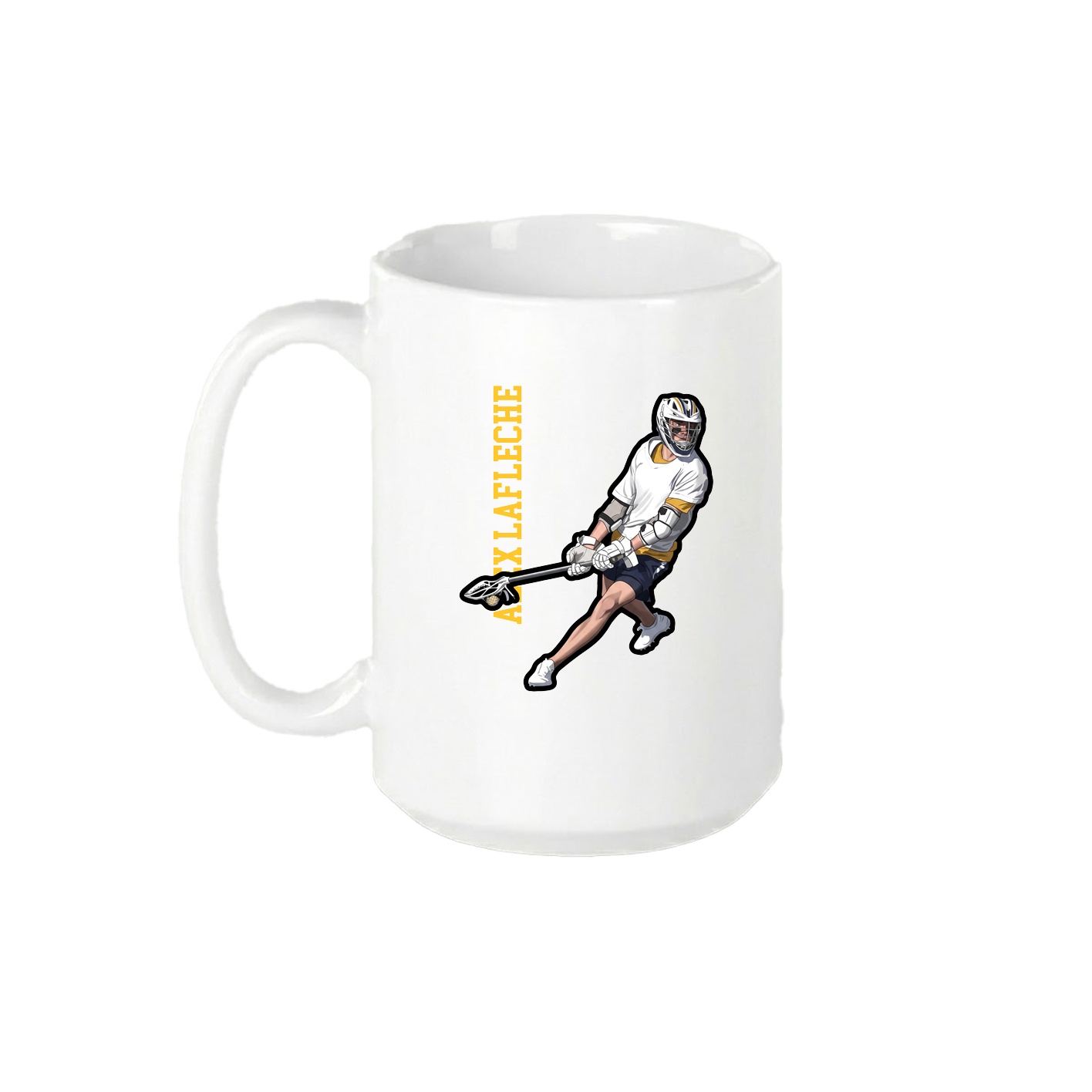 15oz Coffee Mug — Name Vertical in White