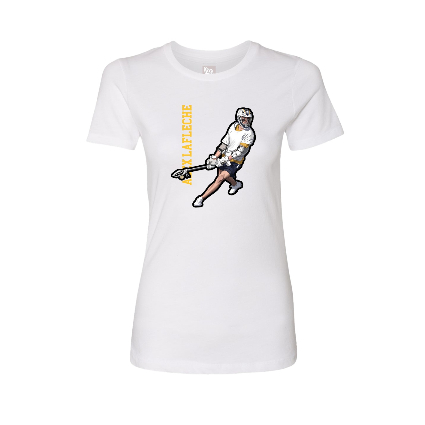 Fitted Women's Tee — Name Vertical in White