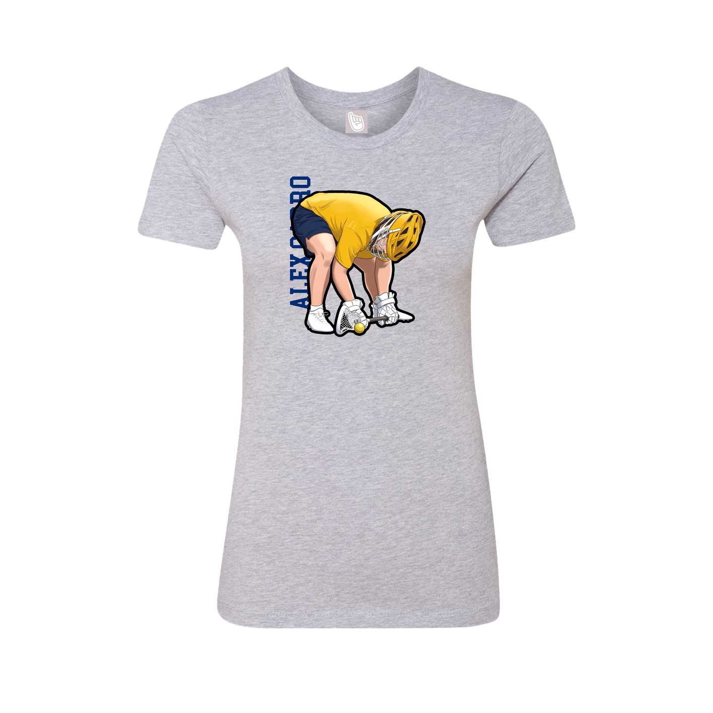 Fitted Women's Tee — Name Vertical in Grey