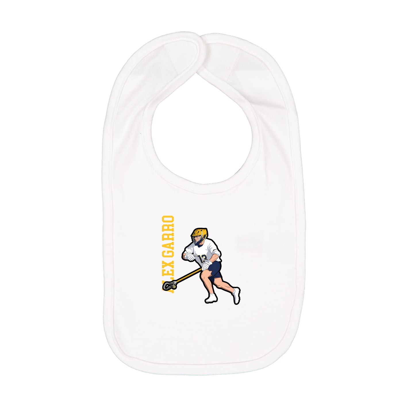 Infant Bib — Name Vertical in White