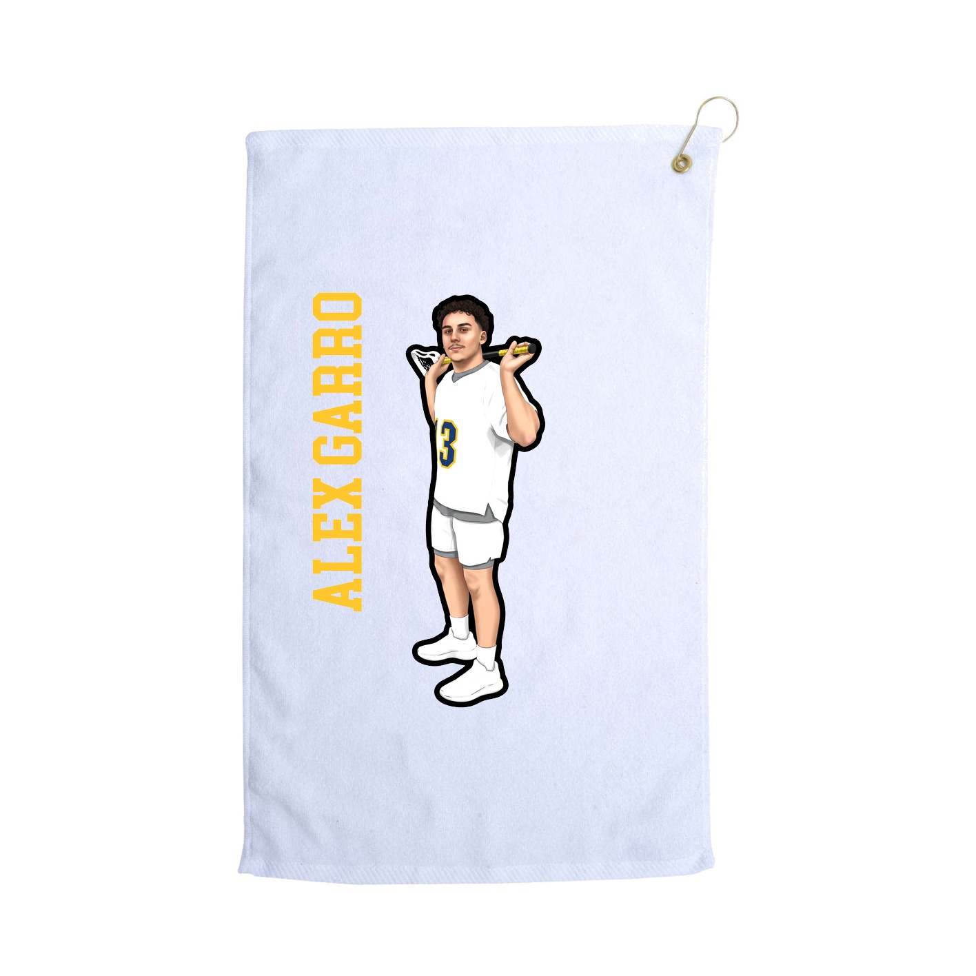 Golf Towel — Name Vertical in White