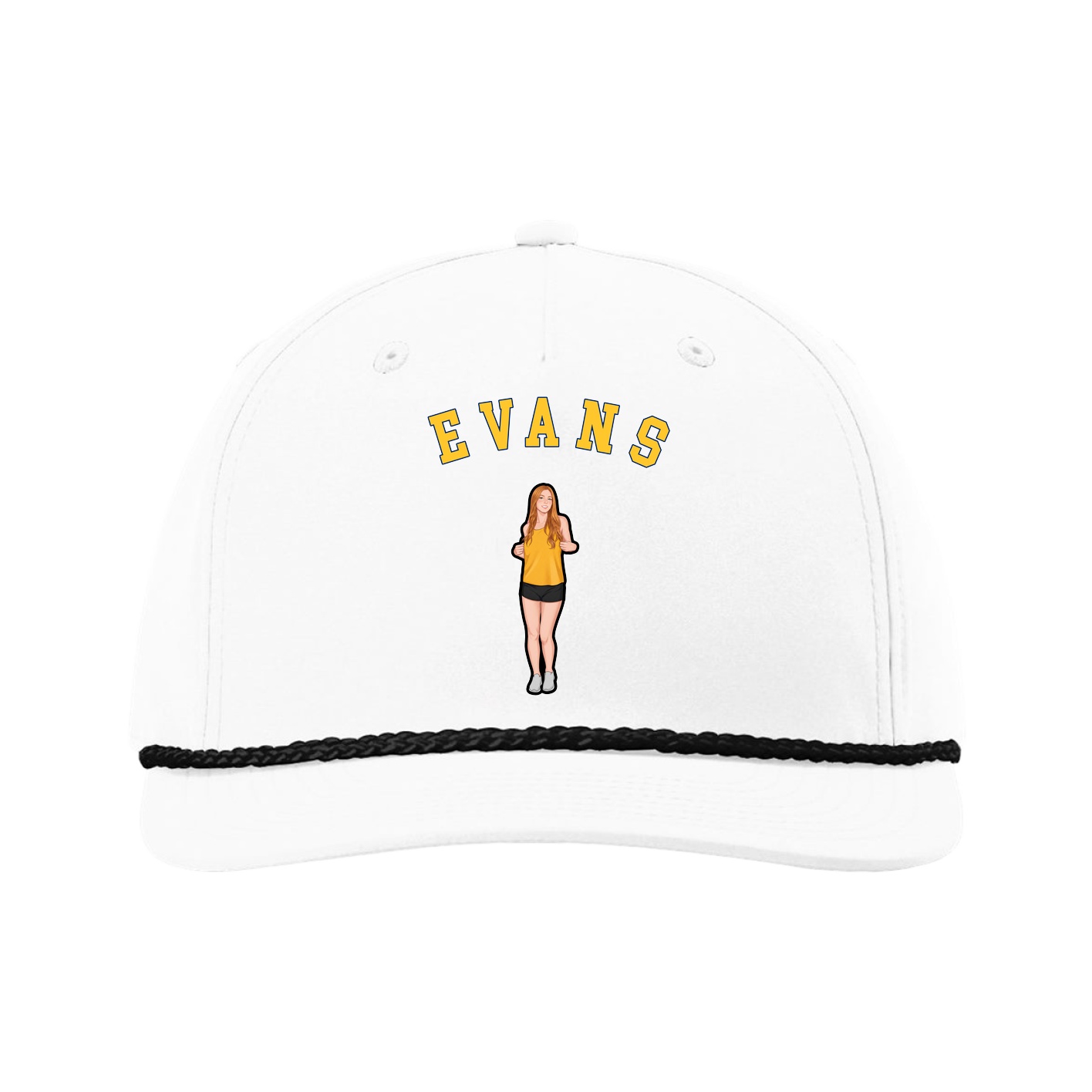 Five-Panel Classic Rope Cap — Shirsey Arch in White