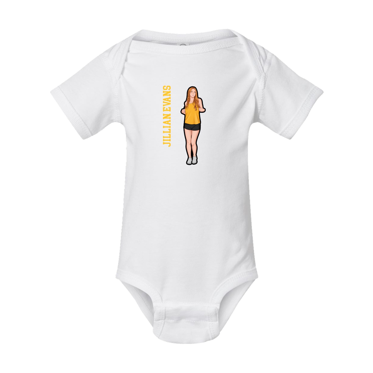 Baby Onesie — Name Vertical in White