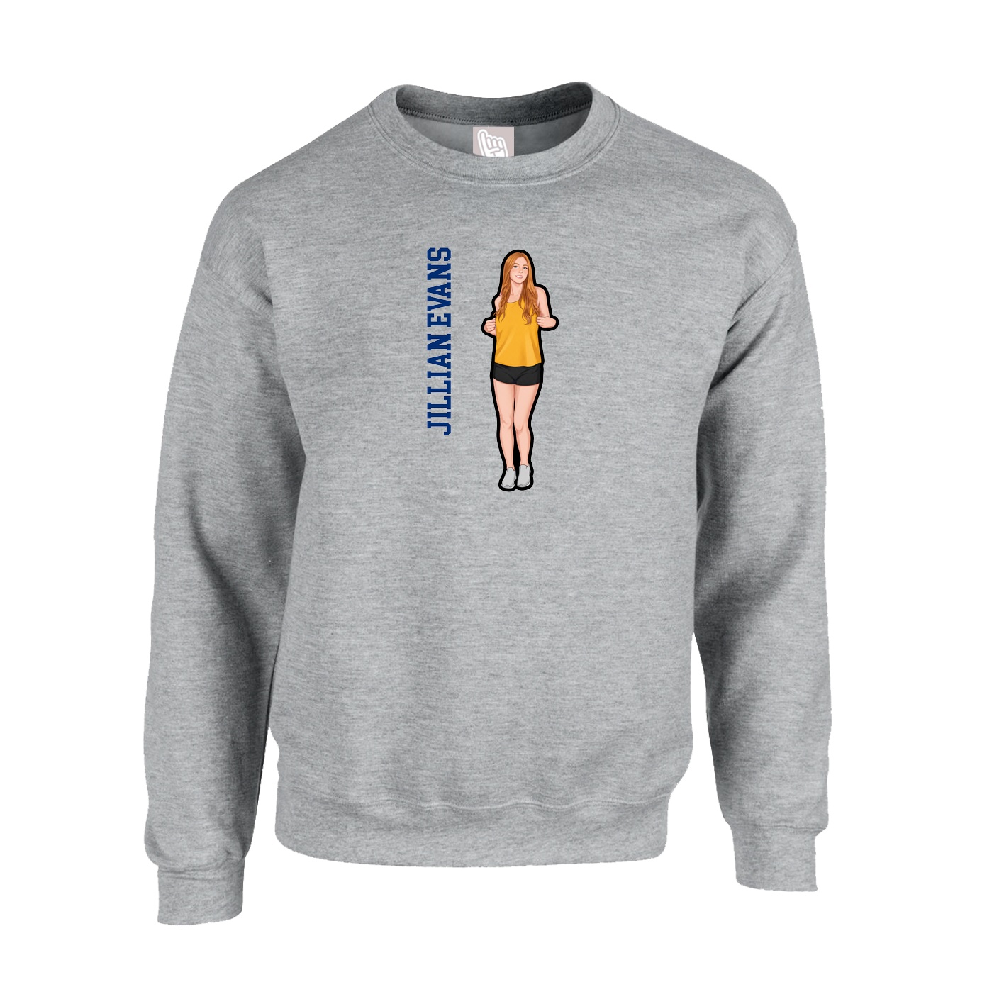 Fleece Crew — Name Vertical in Grey
